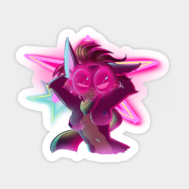 Retro Vixen Sticker by shadowllamacorn